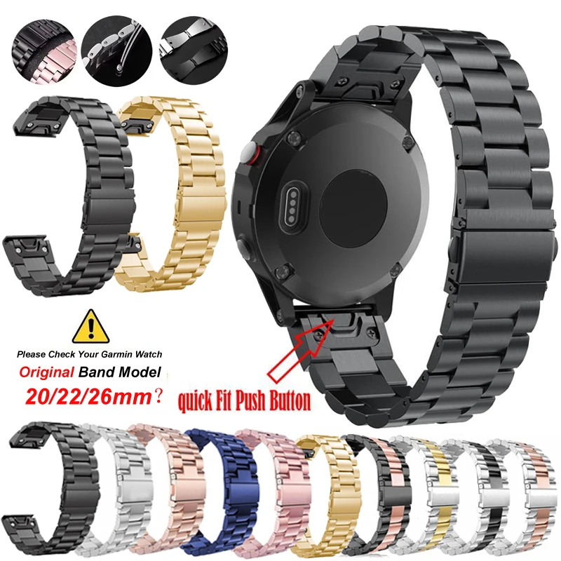 20 22mm 26mm Quick Release Metal Band For Garmin Approach S70 S60 S50 Strap For Garmin Fenix 8/7/7X 7Pro/6/6X Pro/5XPlus 935 945