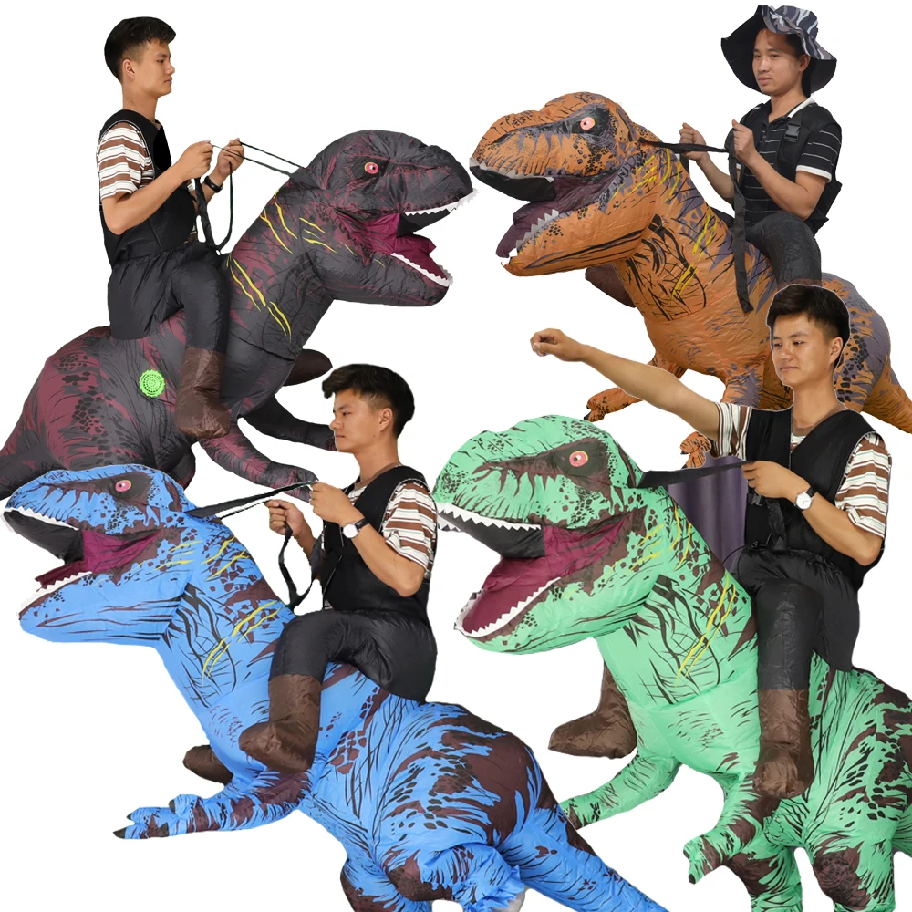 

Colourful Funny Mascot Inflatable Ride on Dinosaur T REX Anime Halloween Costume Cosplay For Adult Men Women Kids Dino Cartoon