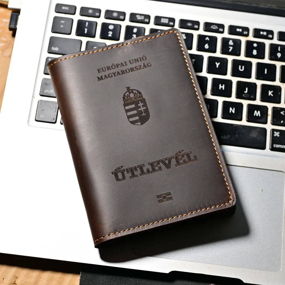 Handmade Leather Hungary Passport Cover Mens Travel Accessories Passport Wallet