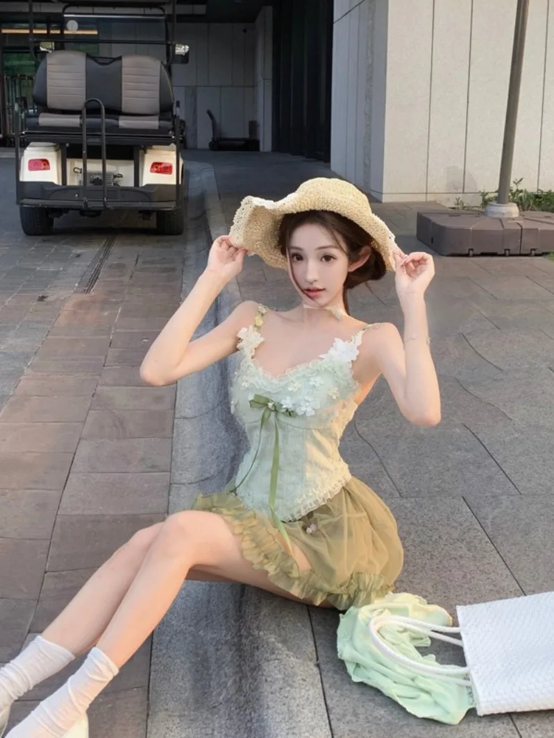 Princ Sle Pure Desire Faion Set met Riem Top ort Rok Open Vest Dames Zomer Nieuwe Collectie Ele Lady