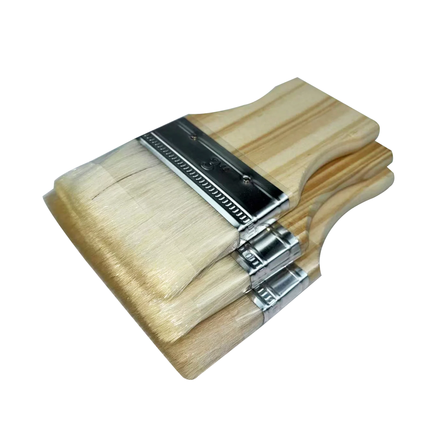 3pcs Set of High-Quality Wool Flat Paint Brushes for Oil and Acrylic Painting, Natural Wood Handle with Metal Ferrule