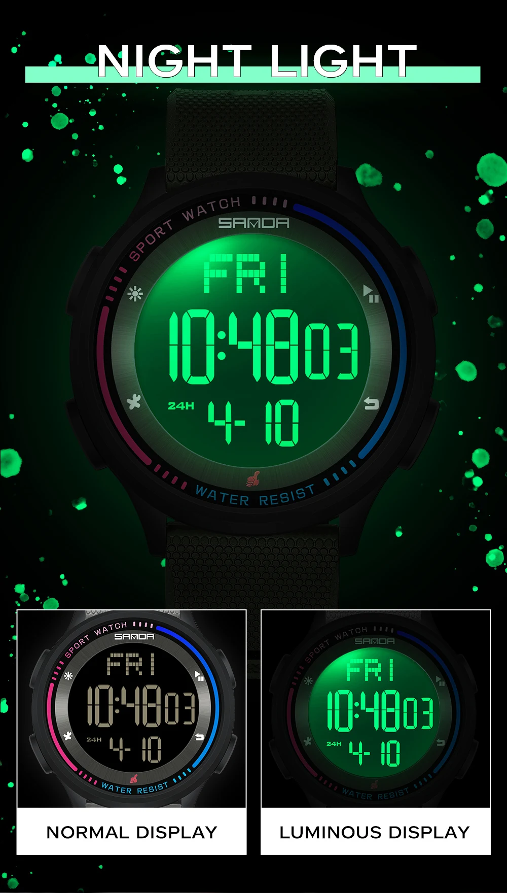 SANDA الرجال LED ساعة عسكرية رقمية رجل الساعات الرياضية في الهواء الطلق 5Bar مقاوم للماء ساعات المعصم ساعة الذكور Relogio Masculino-25 #4