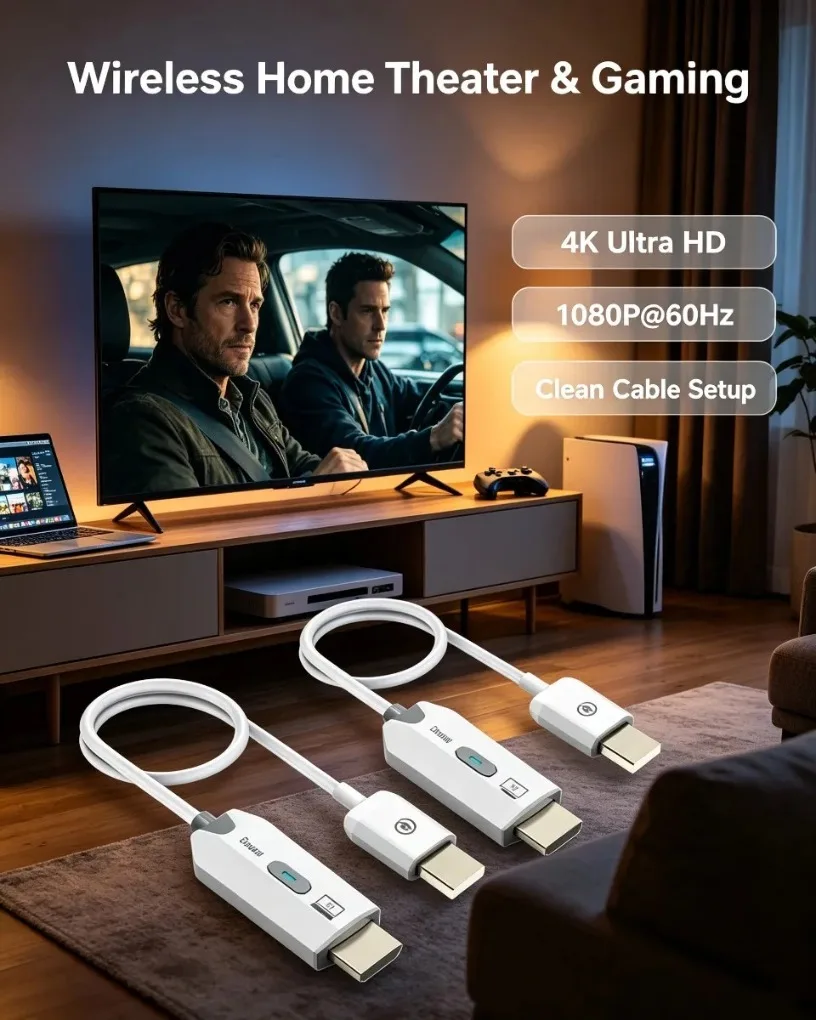 Picture 4: Point to Point 4K Decode HDMI-Compatible Wireless Extender 50M Transmitter Receiver Stable Signal No Interference for Meeting