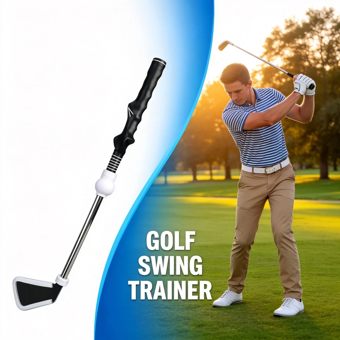 Golf Swing Trainer Rhythm Click Sound Retractable Golf Swing Training Aid Warm Up Golf Grip Trainer Attachment Strength Tempo