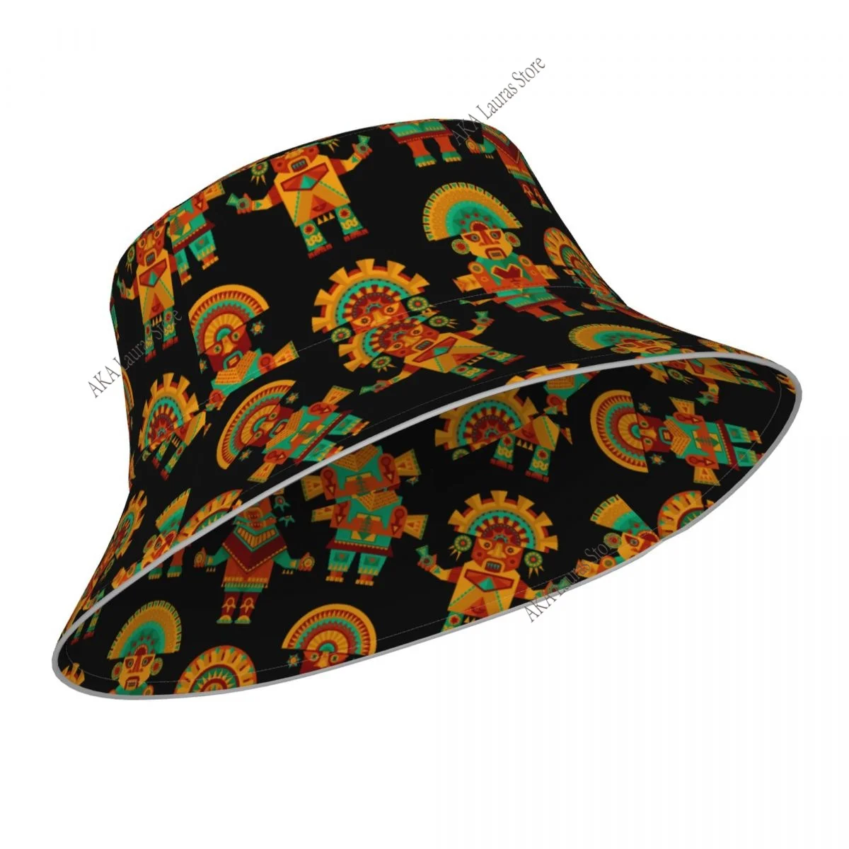 Inca Ceremonial Sculptures Reflective Bucket Hat Summer Hats Fisherman Hat Foldable Women Men Sunscreen Shade Caps