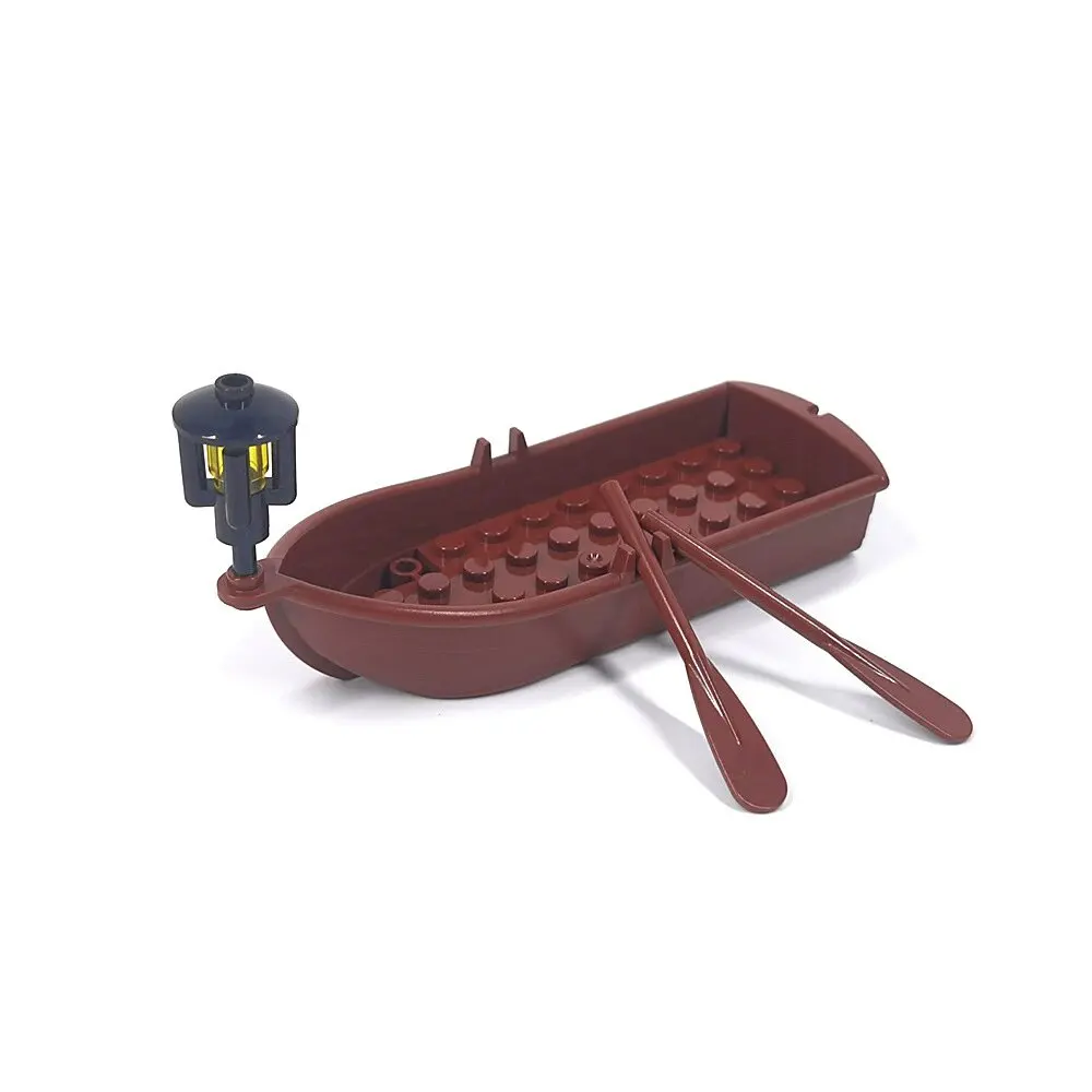 14*5*2 Middle Ages Fish Boat Paddle Oil Lamp Military Brick City MOC Building blocks Parts Mini Action Figures Accessories Toy