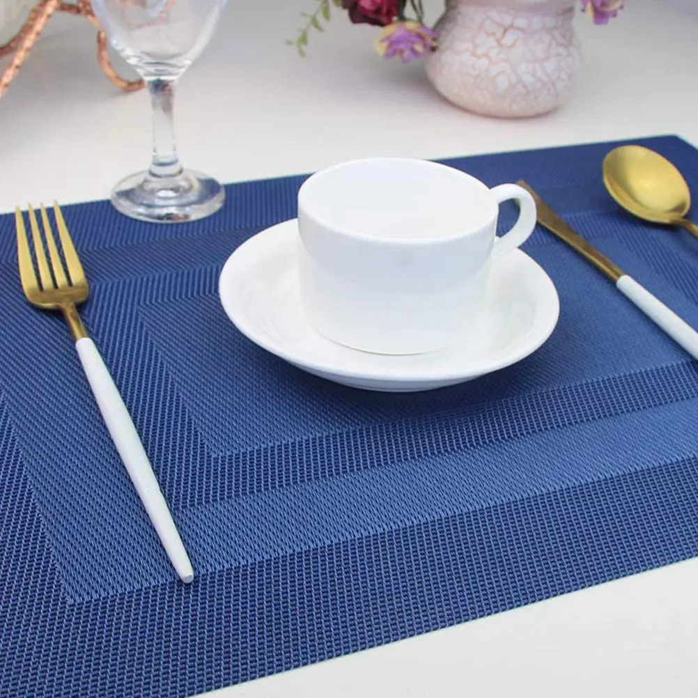 

4pcs PVC Anti Oil Western Table Mats Decorative Placemats for Home Cafe Restaurant Heat Resistant Place Mats Festival Blue Set