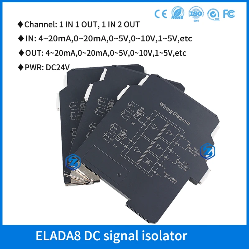 

Industry Signal Transmitter Converter Signal Isolator Analog 0-10v 4-20ma to PLC Signal Distribution Analog Signal Isolator