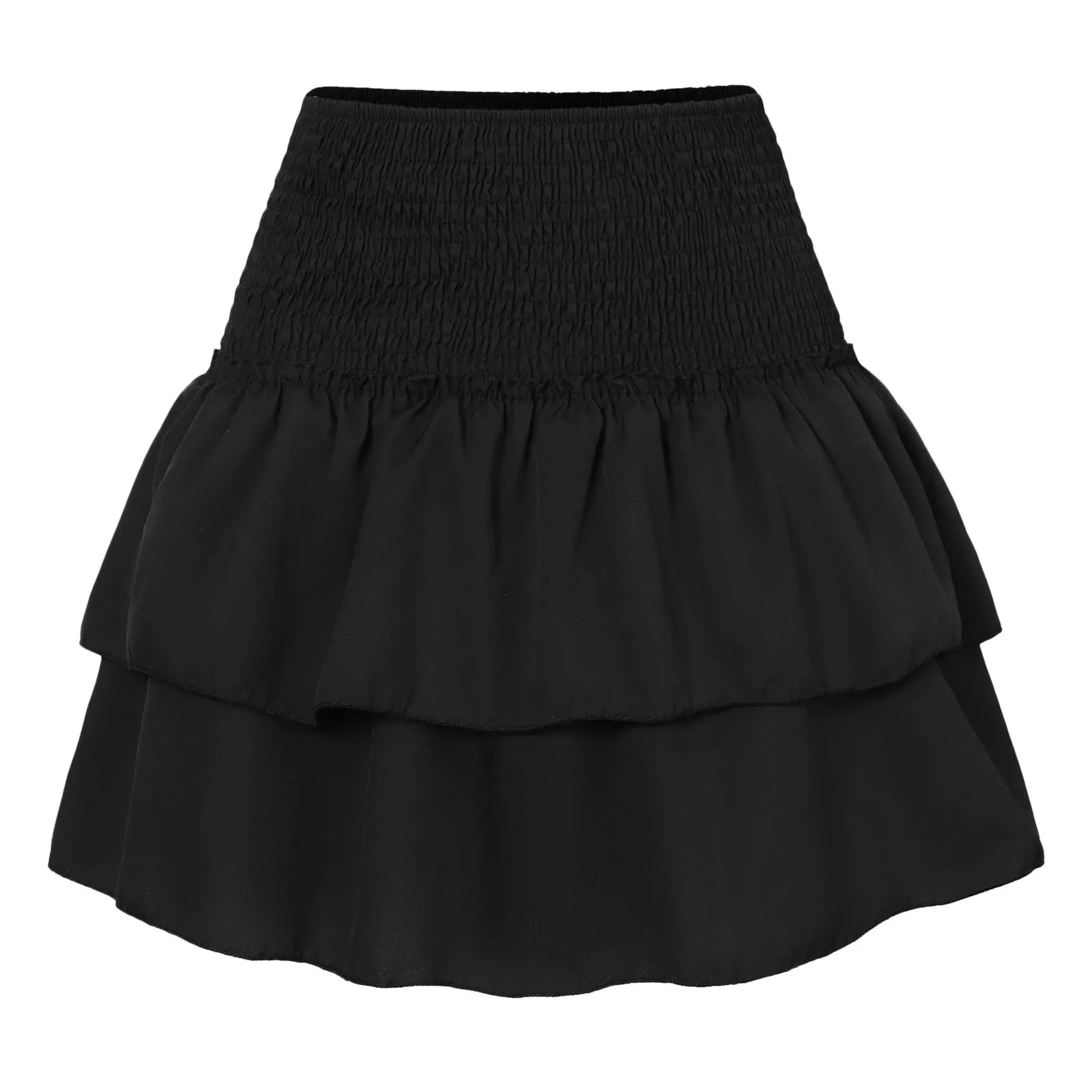 Sexy Double Ruffle Women Mini Skirt Summer Solid Color Elastic High Waist A-Line Swing All Match Skirts Y2K Pleated Skort Boho