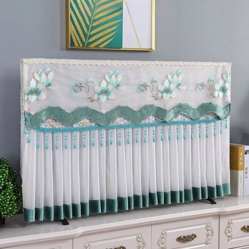 

Элегантный чехол для телевизора из кружевной ткани, пылезащитный, для ЖК-дисплеев 65 дюймов, в европейском стиле, премиум-класса