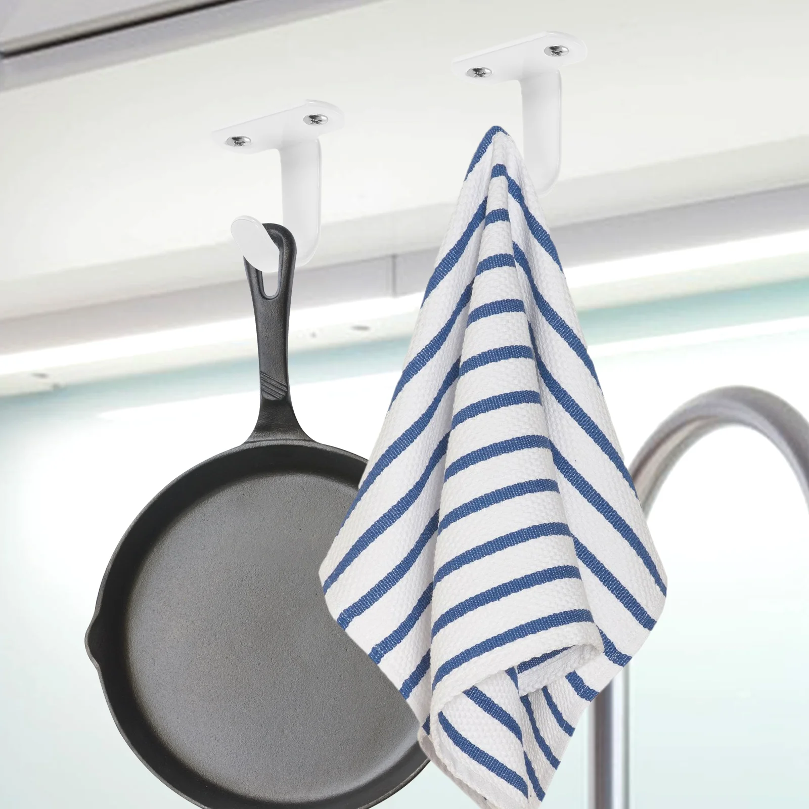6 Pcs Hook up Ceiling Hooks Metal Mounted on Wall Hangers Screw Hanging Iron Fixing
