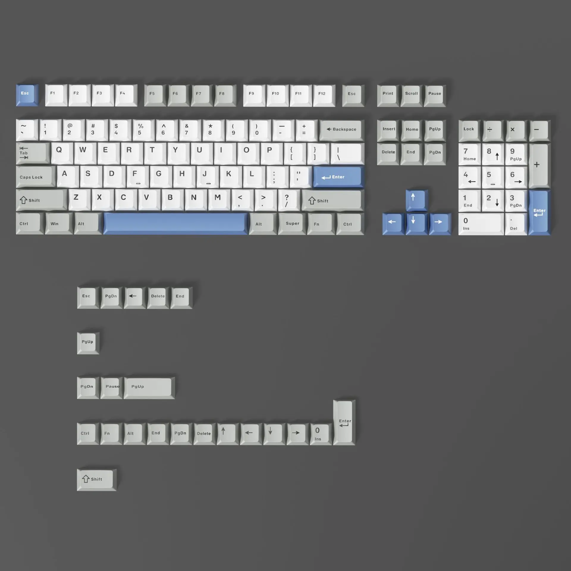 128 مفتاحًا أبيض رمادي مزدوج النار PBT أغطية مفاتيح الكرز الشخصي لوحة المفاتيح أغطية المفاتيح لمفاتيح Gateron MX لوحة المفاتيح الميكانيكية #1