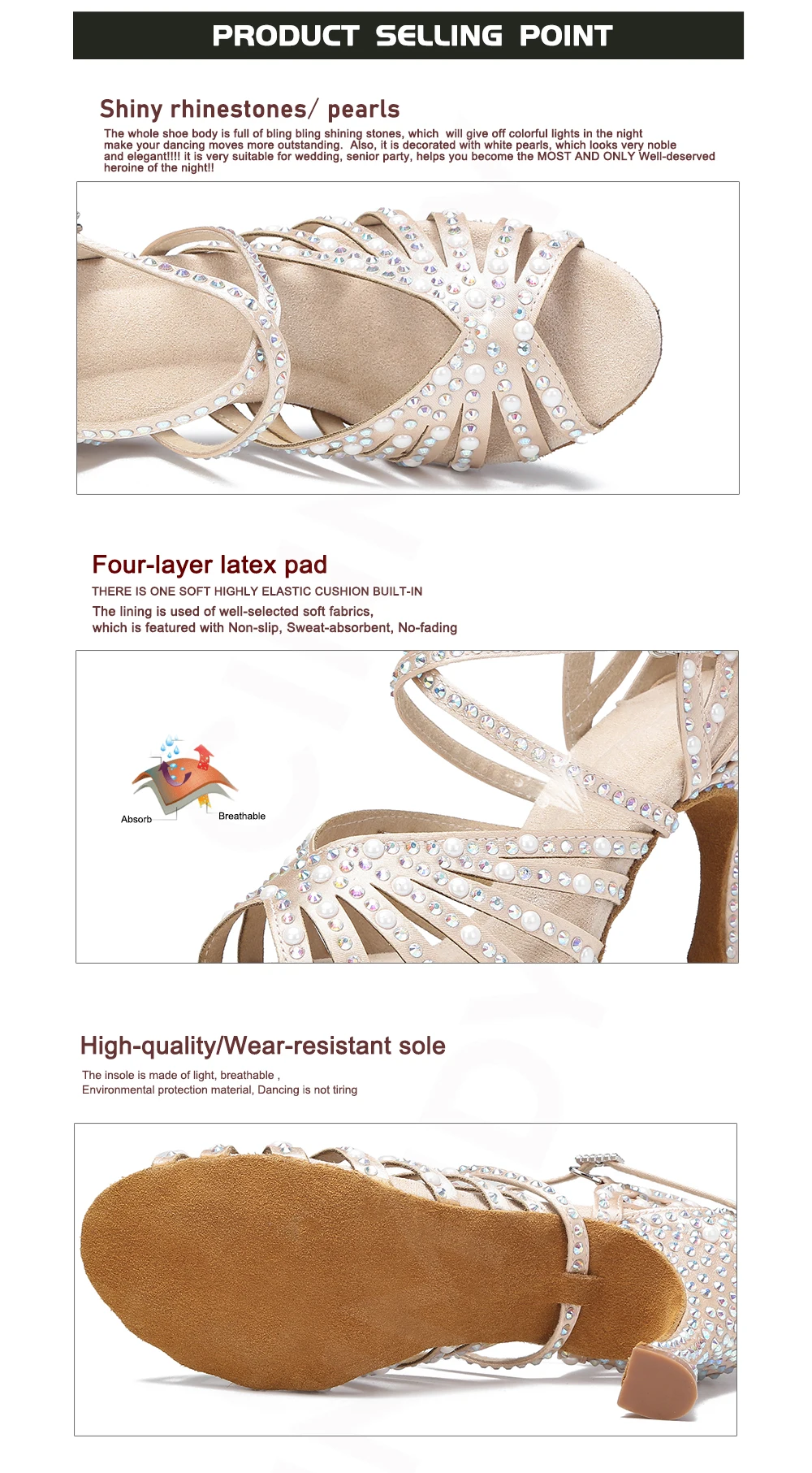 CINMIDY Neue Modische Professionelle Tanzschuhe für Damen Salsa Kizomba Tango Latein Tanzschuhe Damen Ballsaal Party Schuhe – Detail 6