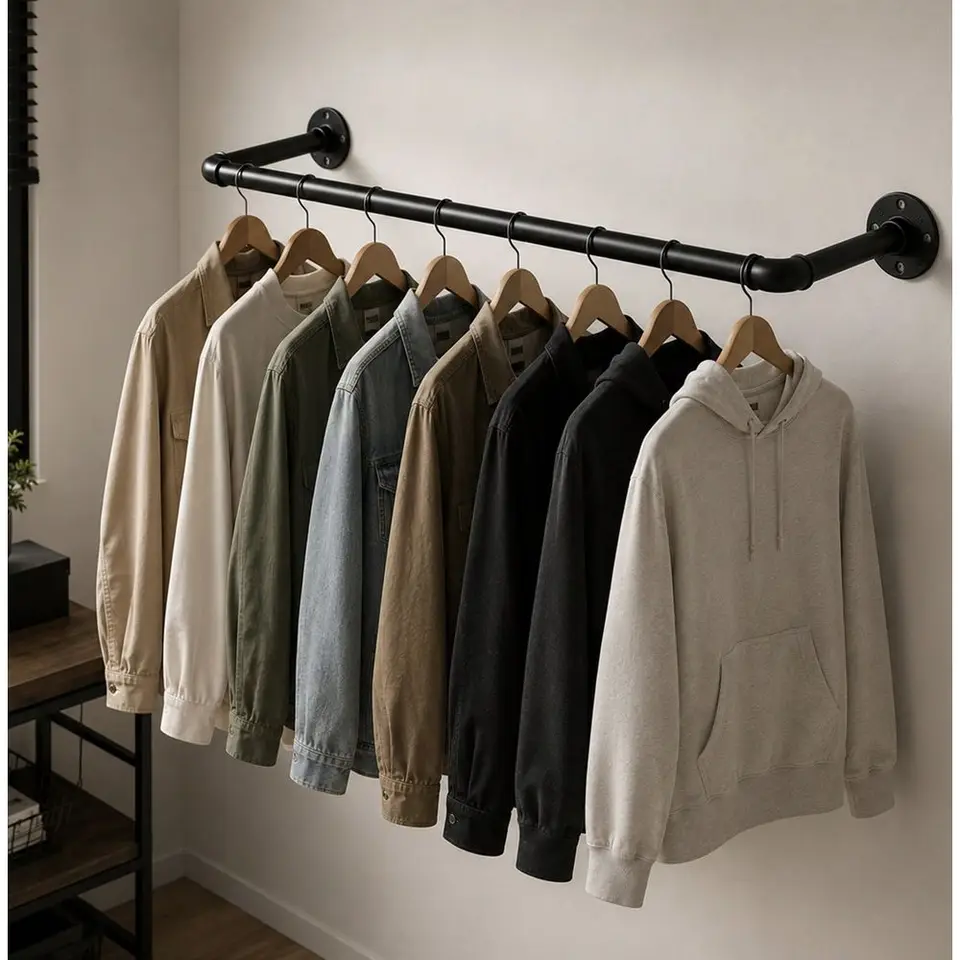 Heavy Duty Wall Mounted Iron Clothes Rack