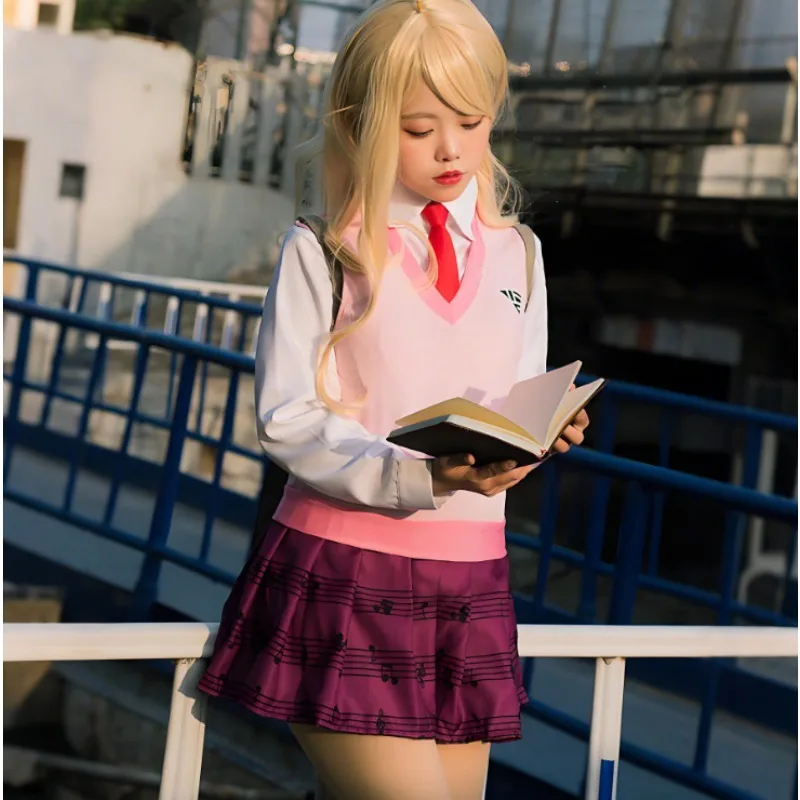 Anime Dangaronpa Kaede Akamatsu Cosplay Costume School Uniform Pink Vest Shirt Skirt Full Set Girl Outfits Carnival Party Dress