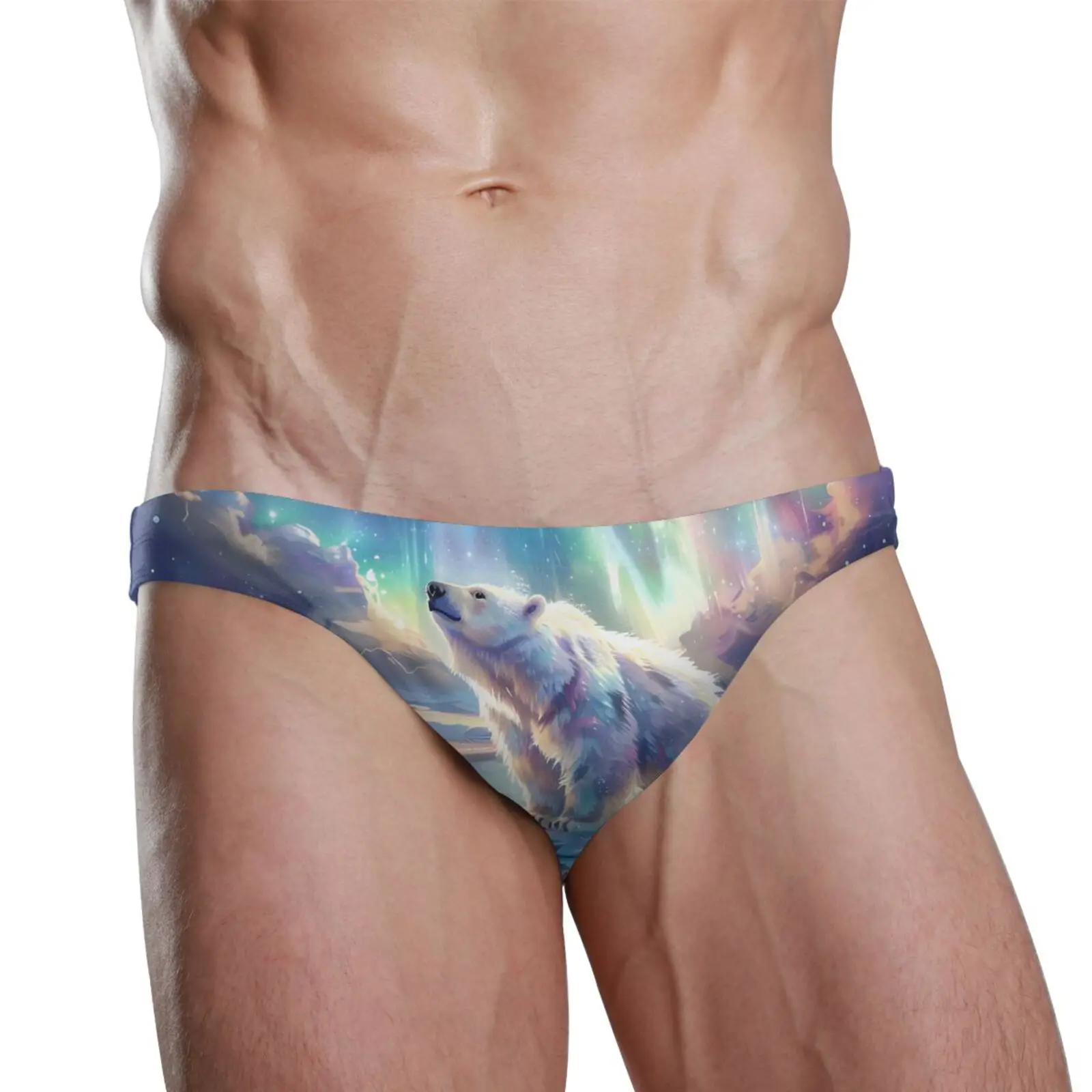 Man Brand Swimming Briefs Low Waist Polar bear print Swimwear drop With Push-up Pad Sexy Shorts Trunks Boxers Summer Men's Swim