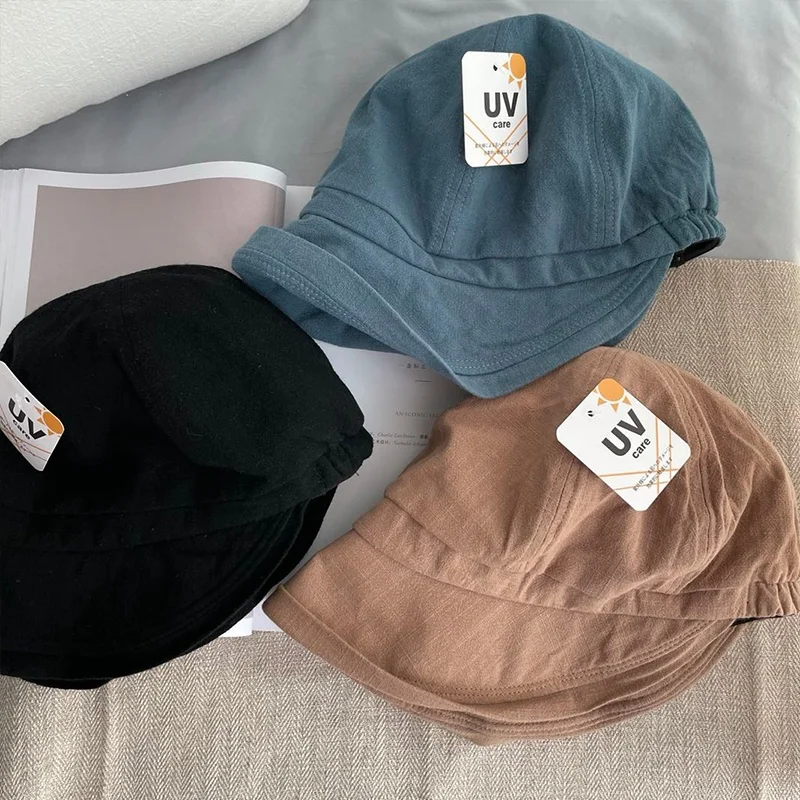 Comfortable Large Brim Sun Protection Hat Women's Fishing Cap UV Cotton Linen Summer Duckbill Hat Casual Style Travel Hat