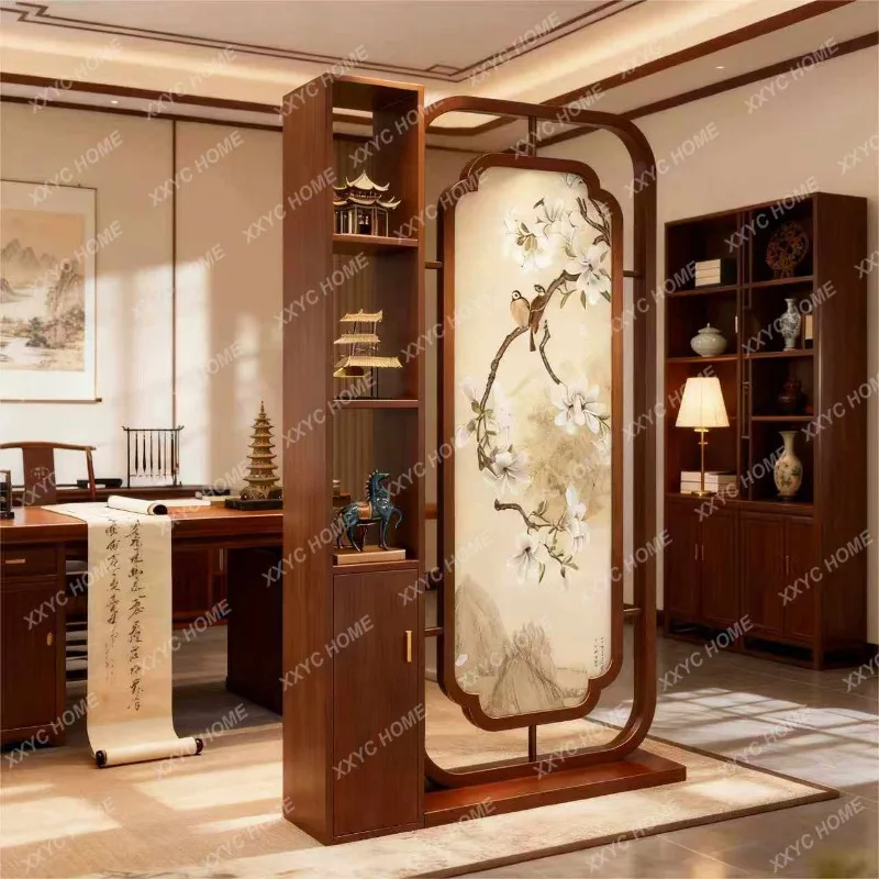 XX wood screen partition cabinet, living room, new household entrance hall, facing the door and porch, blocking shelves
