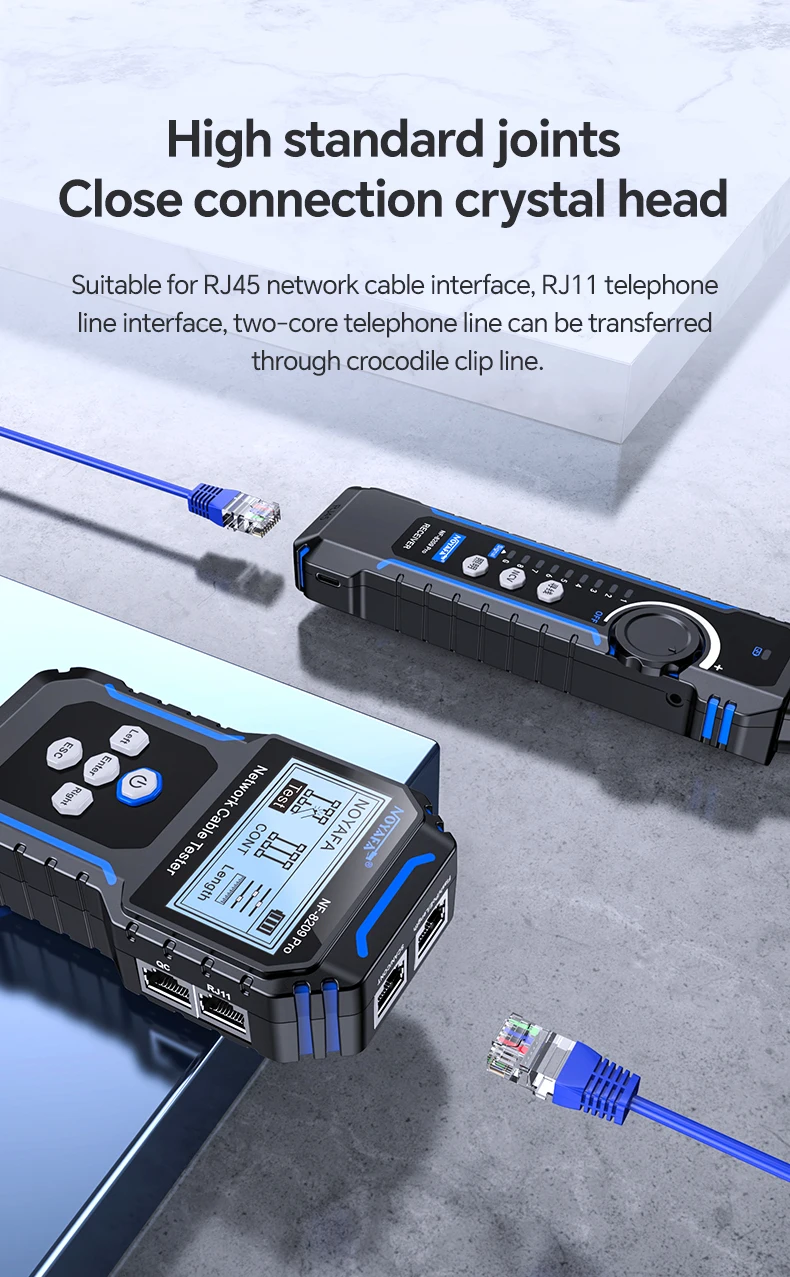 NOYAFA NF-8209Pro Netzwerkkabel-Tester und -Ortungsgerät mit Längenmessung, POE-Protokoll, Flash-Test, RJ45-Stecker-Scan und Kabel-Tracking – Detail 3