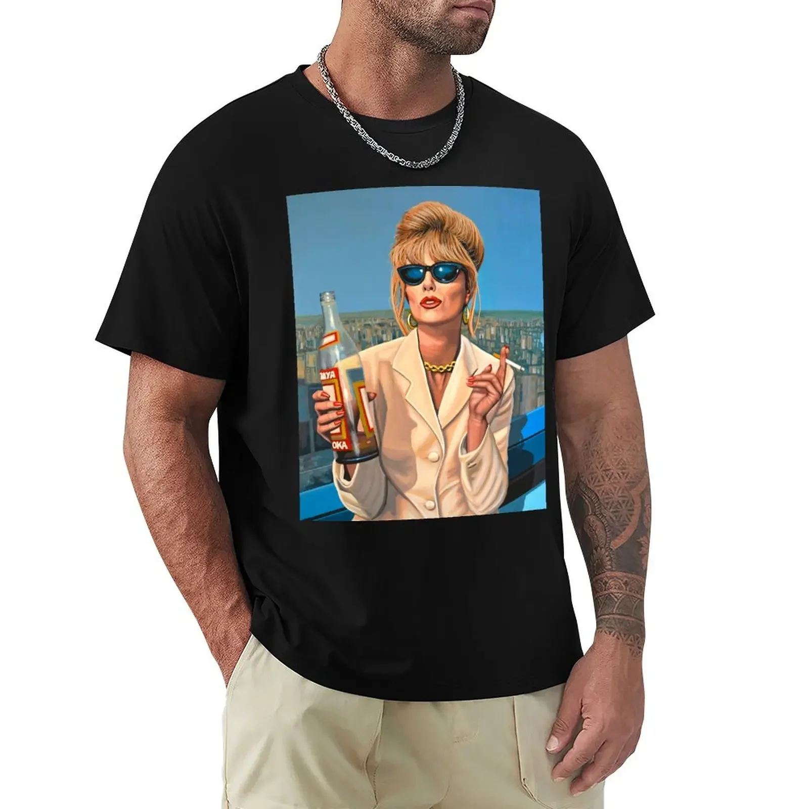 

Joanna Lumley as Patsy Stone painting T-Shirt custom shirt anime clothes korean fashion new edition mens t shirts