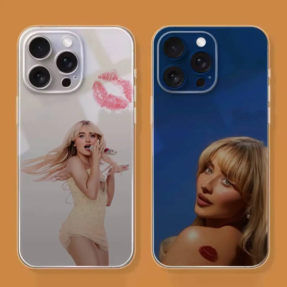 

Singer S-Sabrina C- Carpenter Phone Case For iPhone 16,15,14,13,12,11 Plus,Pro,Max,XR,XS,X,7,8 SE,Mini Transparent Silicone Soft