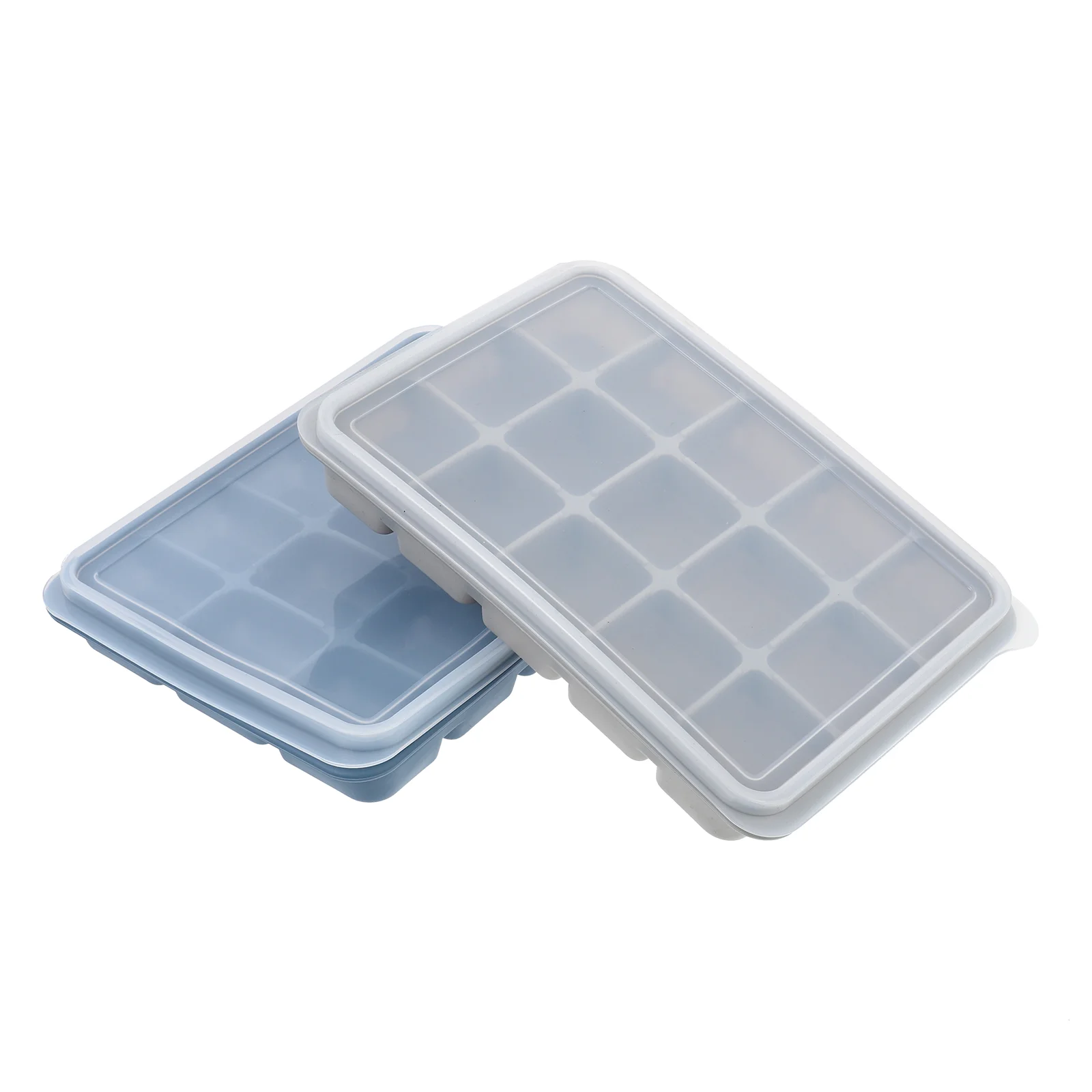 

2pcs Silicone Ice Cube Molds 15-grid Ice Boxes with Lid (Assorted Color) Ice Molds Ice Making Boxes