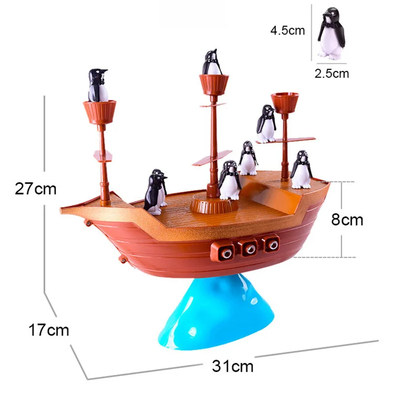 Penguin Pirate Boat Balancing Game Figure Interactive Penguin Balance Toy Desktop Game Educational Toy For Kids Leisure