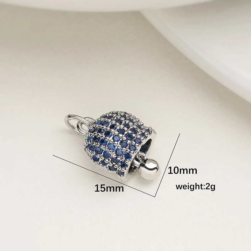 Cooper 18K Gold Plated Zircon Bell Pendant Shining Bell Charm Necklace Bracelet Making Supply for Friend