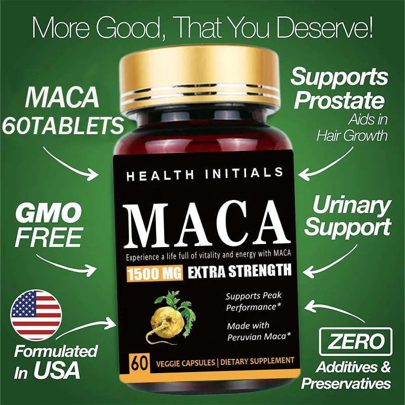 Extra Potency & High Purity - Maca Supplemental Capsules for Men, Boosts Energy, Mood & Performance