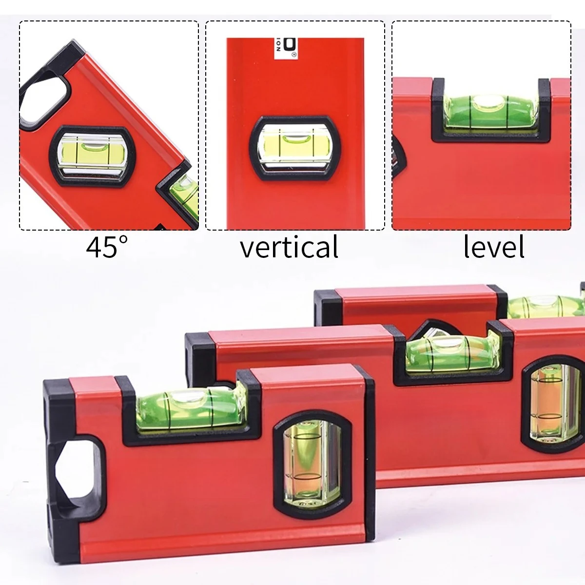 Top-view Window Aluminium Alloy Frame Diy Hand Tool Handy Pocket Torpedo Level Small Magnetic Leveler Tool with 0°/90° Bubbles