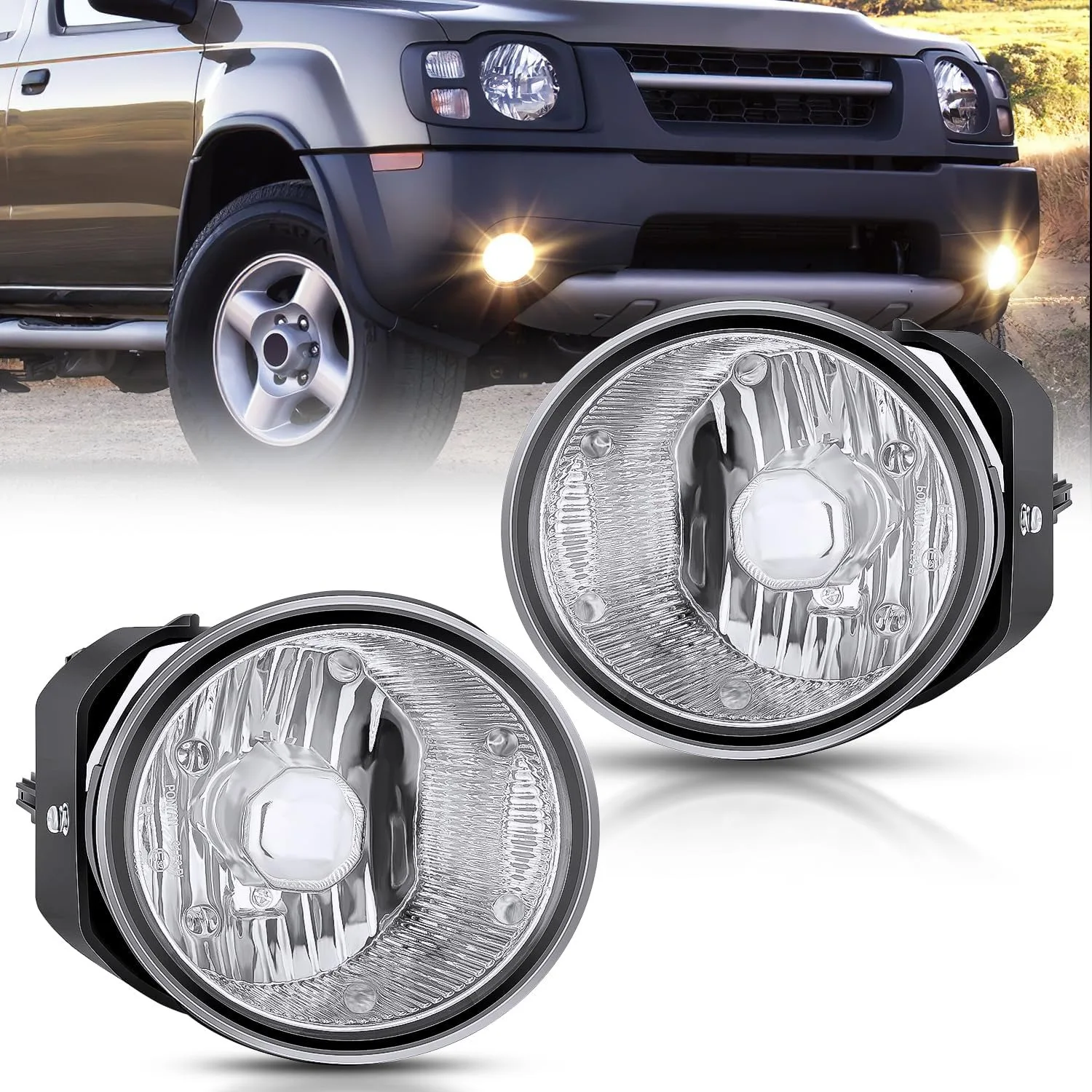 Nilight Clear Lens Driving Fog Light Assembly Pair, OE Replacement for 2000-2001 Nissan Maxima, 2002-2003 Nissan Sentra & Frontier, 2004 Nissan Xterra