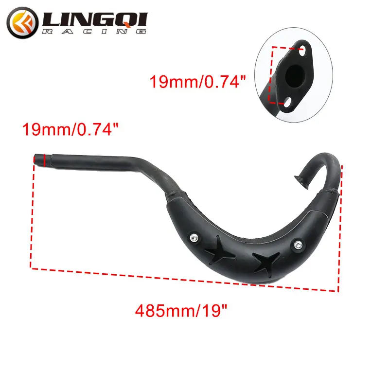 LINGQI Exhaust Muffler Expansion Chamber Pipe Motorcycle Engine Kit For 2 Stroke 49cc 50cc Gas Motor Dirt Bike Black KT