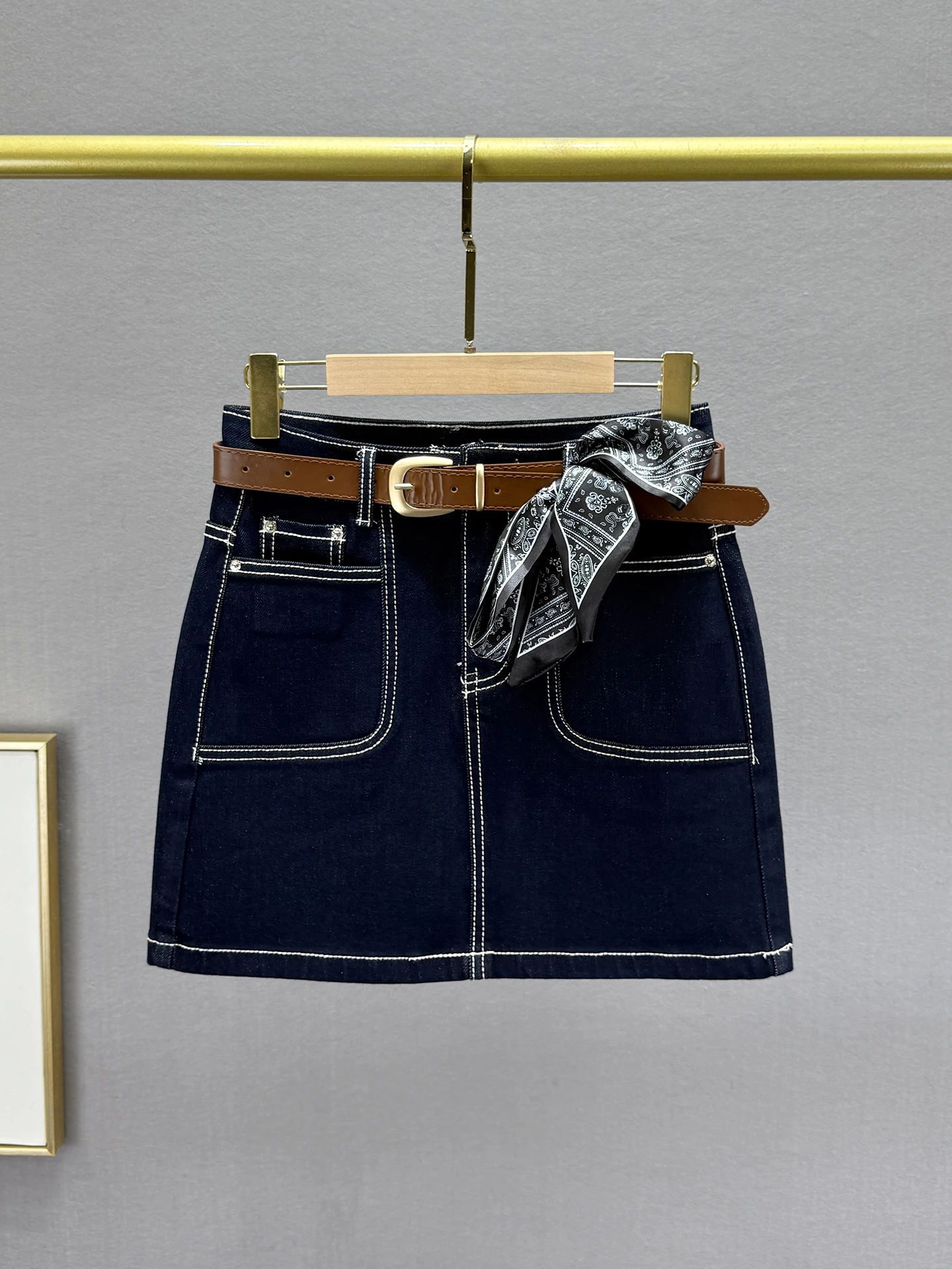 

High Waist Slim Fit A-Line Denim Skirt Women's Vintage Waed ort Skirts Comfortable Cotton Polyester Blend