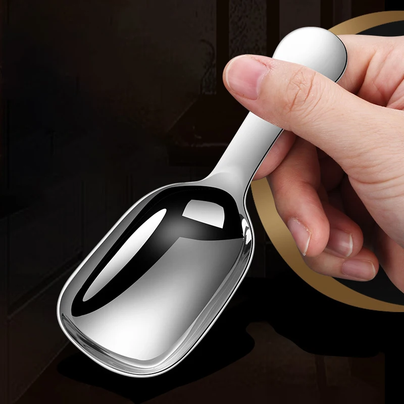 304 Stainless Steel Mini Spoon Short Handle Ice Cream Scoop Multifunctional Spoon for Tea Coffee Bean Matcha Household Use
