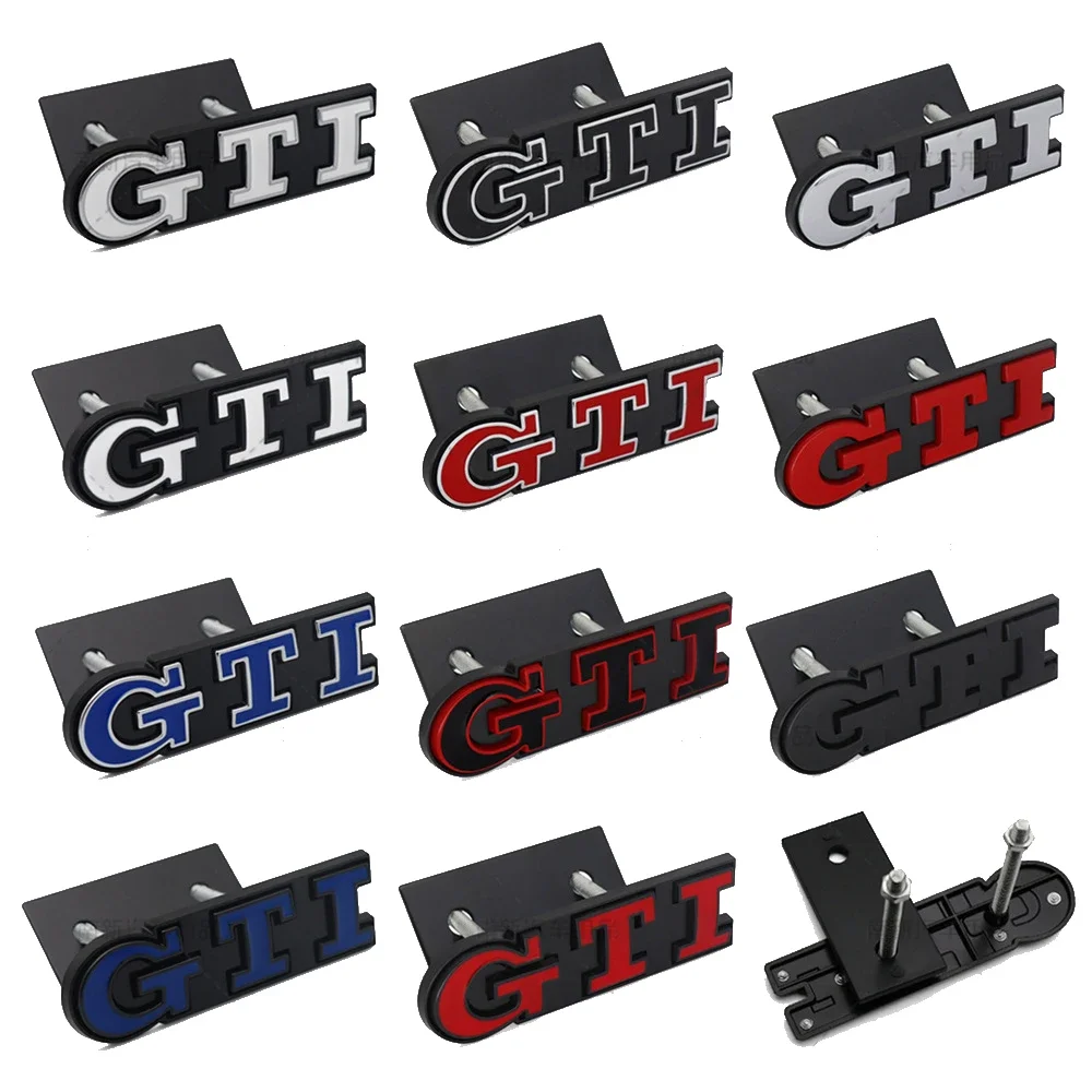 Metal Car GTI Logo Front Grille Emblem Badge Stickers for Volkswagen Golf 4 5 6 7 8 Passat Jetta Polo Touareg GTD GLI Touran