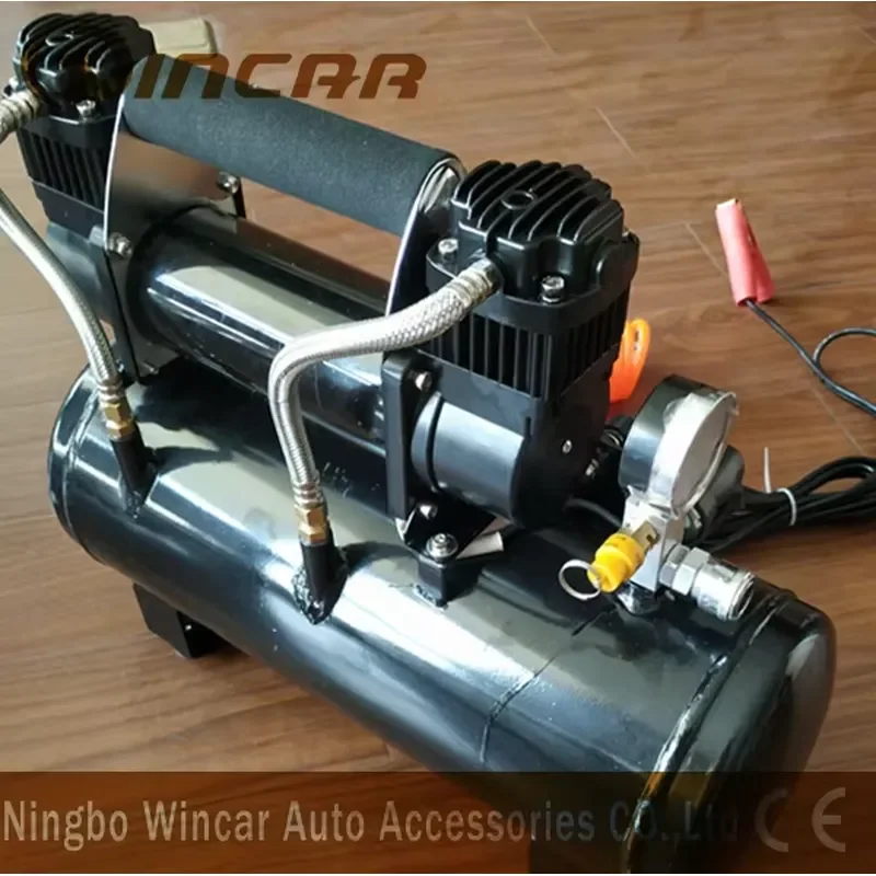 8L Air Compressor Inflator with Double 30mm Cylinder Max 8 Bar Pressure Portable Fuel Tank for Car Tire Inflation Pump Tool