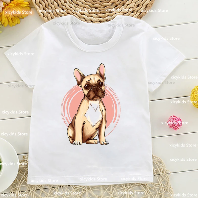 Camiseta para meninos/meninas cães engraçados comem hambúrgueres, pizza, sorvete animal impressão crianças tshirts moda roupas para crianças