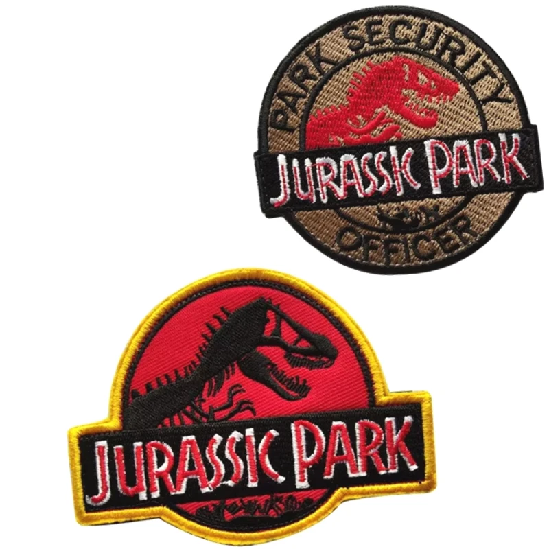 

Jurassic Park embroidery Hook and Loop Patch，Dinosaur Tyrannosaurus Rex Diy Clothing Patches，Morale badge Hat Backpack Stickers