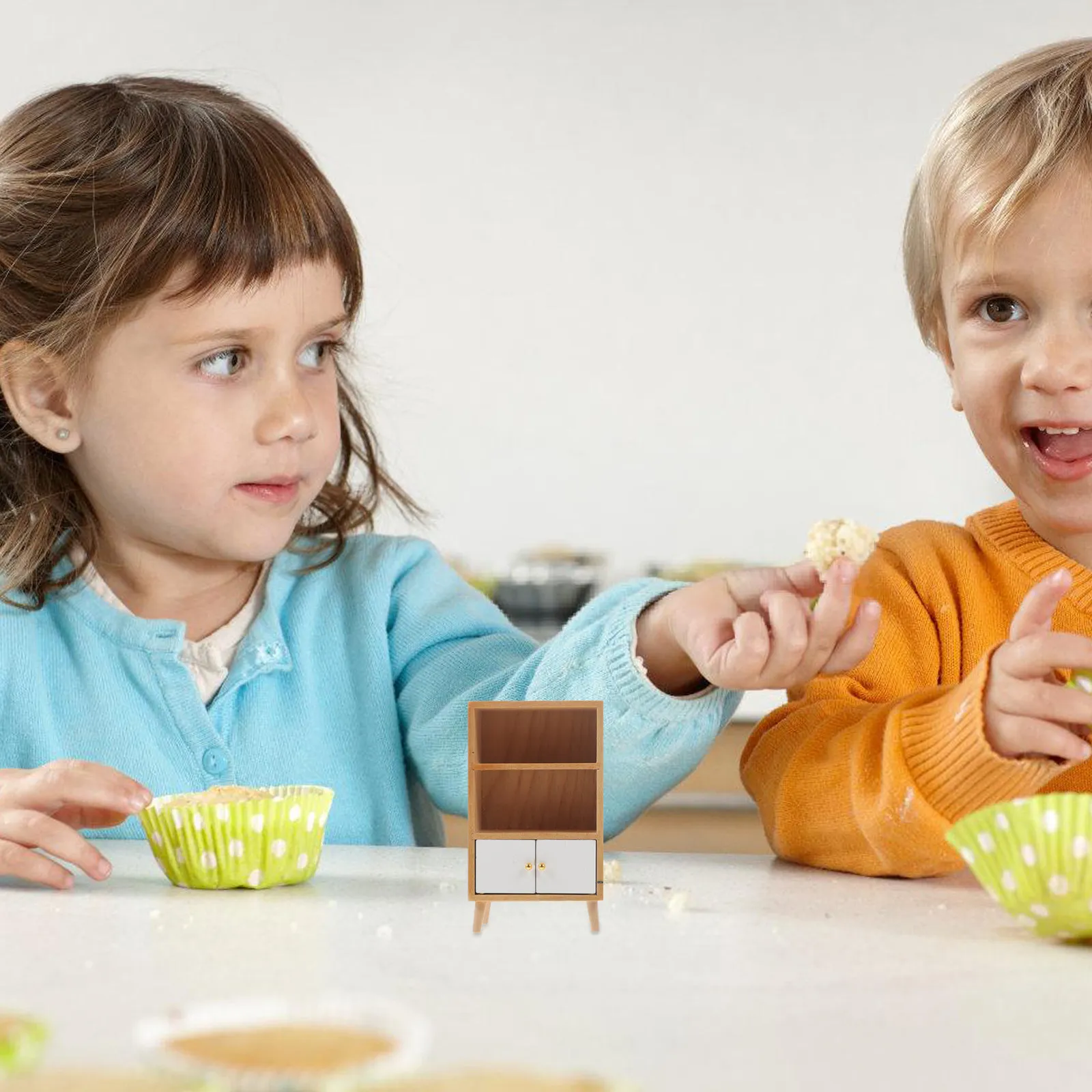 

Mini Wooden Bookshelf for Dollhouse Decor Realistic Miniature Book Cabinet Lightweight Space Saving Kids Room Micro Scene