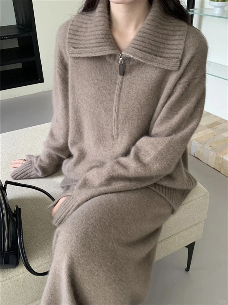 

Женский однотонный вязаный пуловер из 100% мериносовой шерсти с воротником-поло, осень-зима, теплый удобный топ с длинными рукавами, повседневная одежда