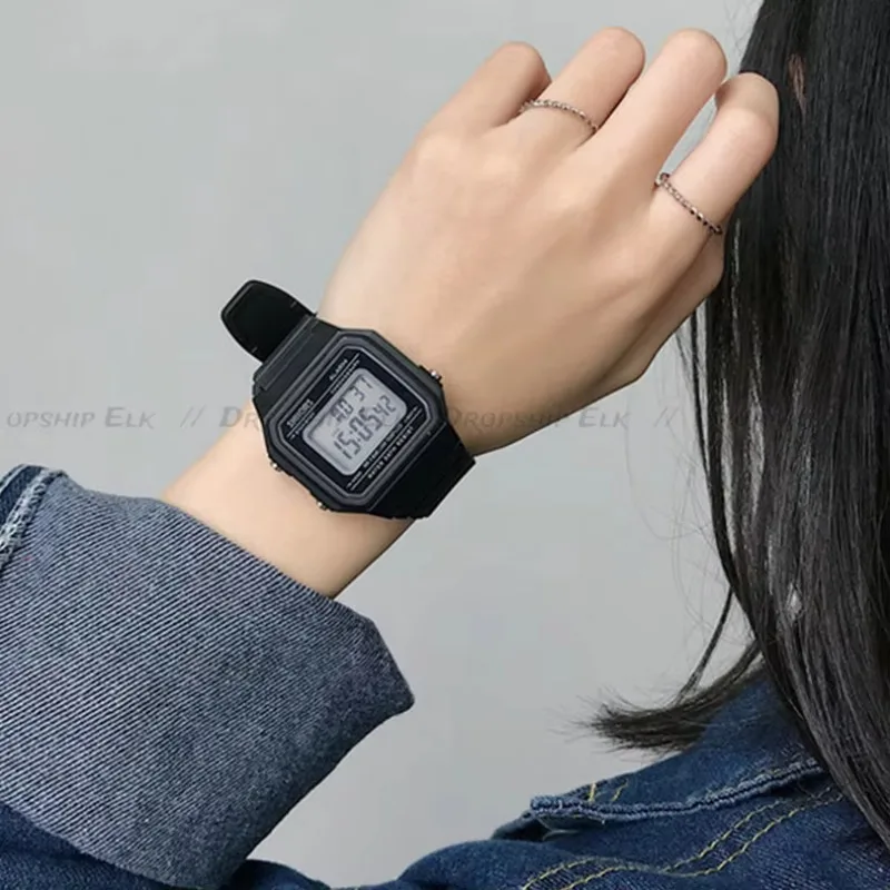 Vintage quadratische männliche und weibliche Studenten-Paaruhren Silikon Jelly Ins Wind LED Sport wasserdichte 6-Stil elektronische Uhr