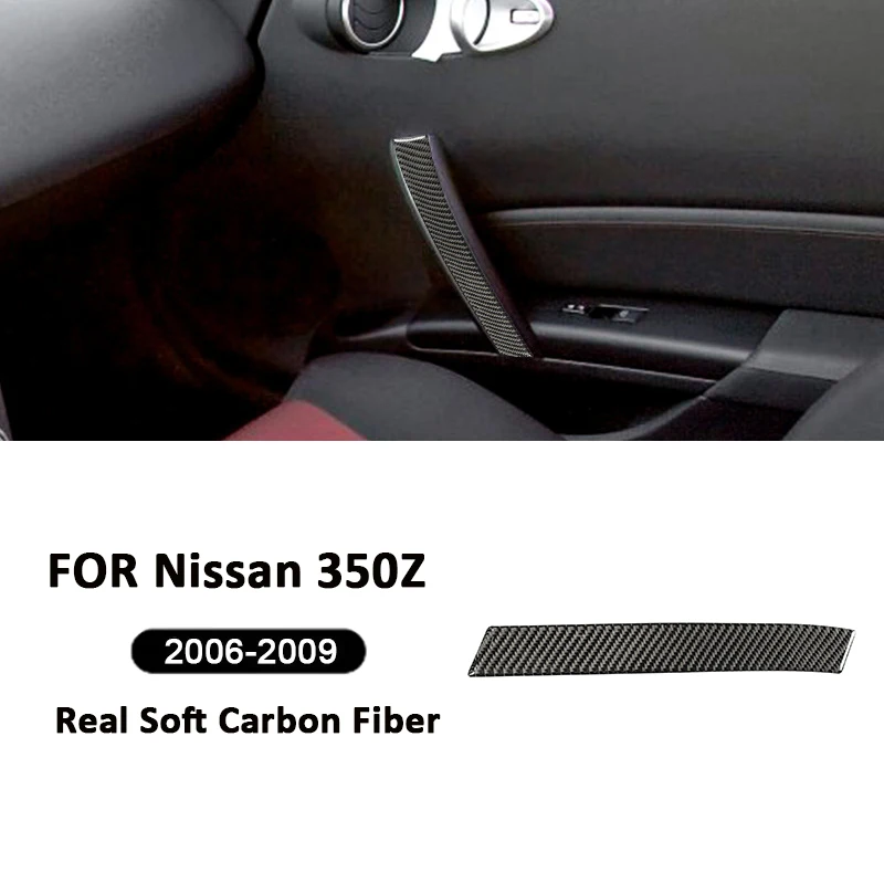 

For Nissan 350Z 2003-2009 Carbon Fiber Car Door Inner Armrest Handle Panel Trim Strip Decoration Sticker Interior Accessories