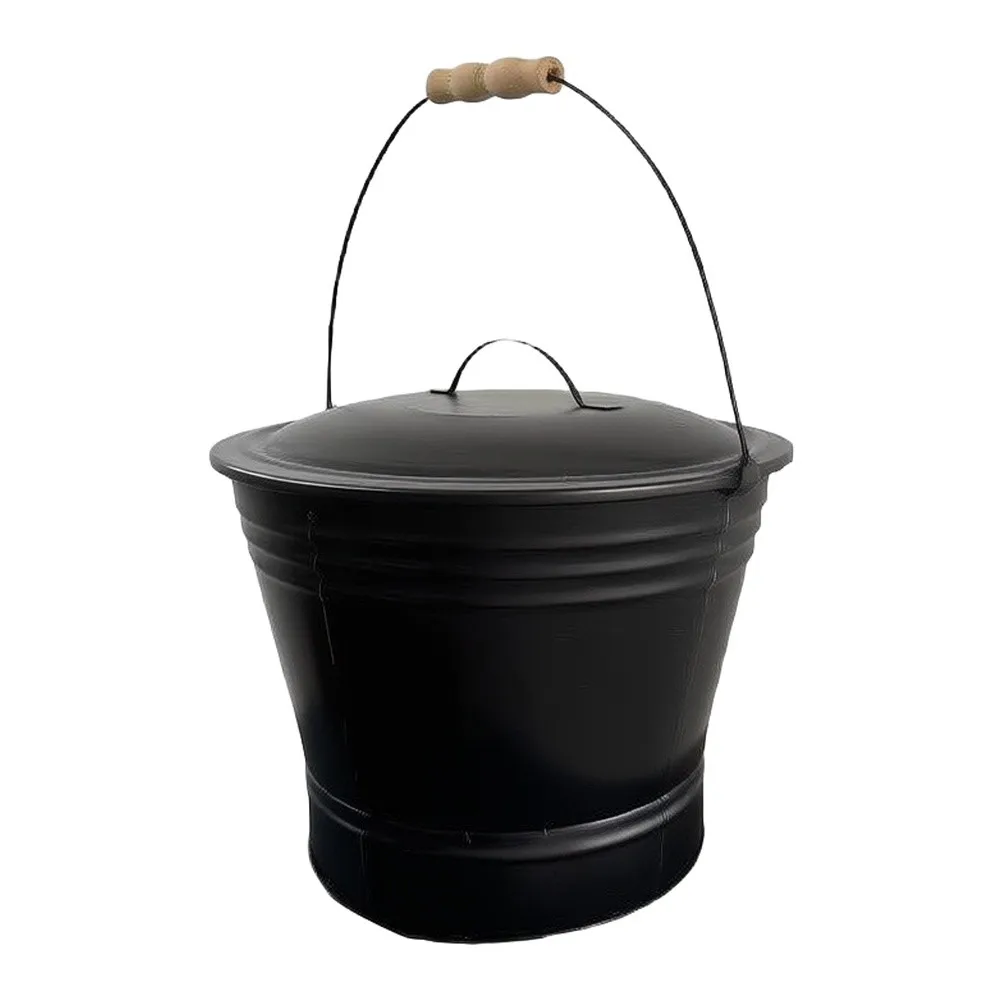 Stylish BlFor ack Iron For ash Bucket with Sturdy HFor andle for Mess-Free FireplFor For ash RemovFor al 18 17.5 24 cm