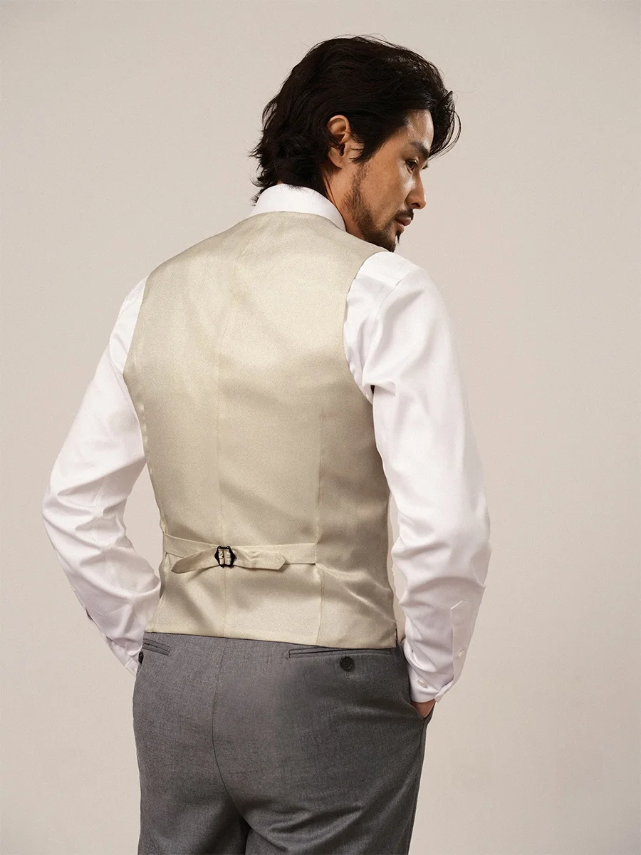 

Cultum One Day Antique White Woolen Single Button Vest Men's Formal Vest No Ironing Required Busin Casual Sle Spring Wear