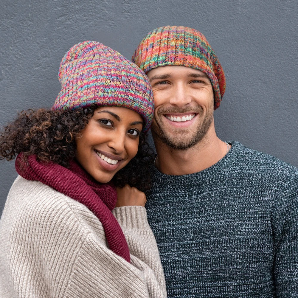 Winter Multicolor Knit Slouchy Beanie Hat Men Women Winter Warm Knitted Beanie Soft Loose Baggy Skull Cap Casual Outdoor Hat