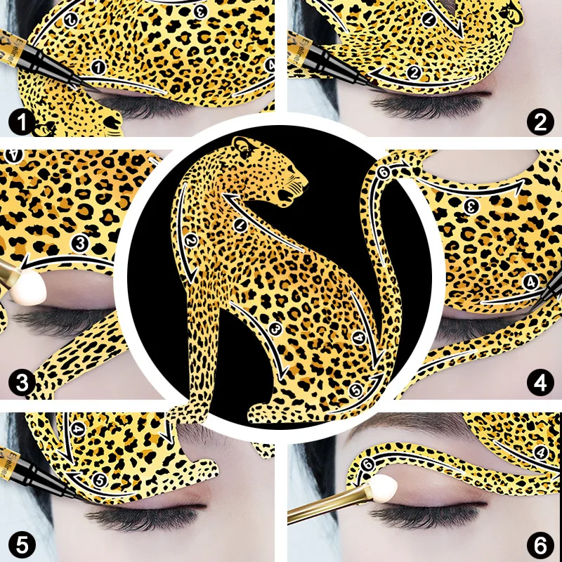 Plantillas de Delineador de Ojos de leopardo, modelo moldeador de plantilla de ojos, fácil de maquillar, línea de gato, delineador de ojos, tarjeta de sombra de ojos, herramienta de maquillaje