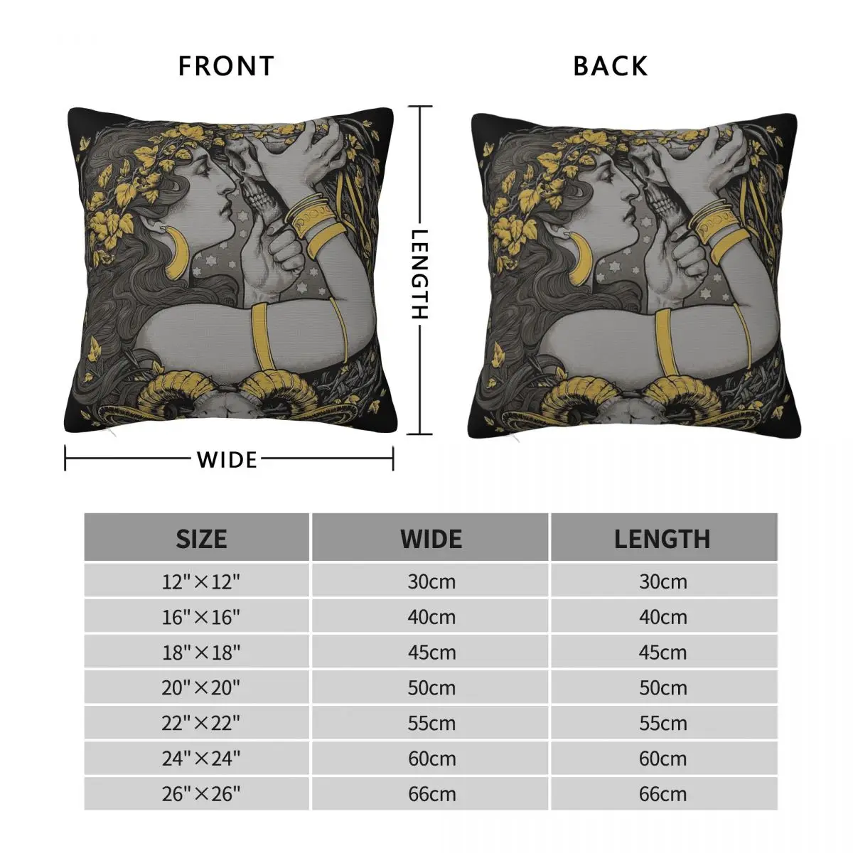 Human And Ram Skulls In A Botanical Square Pillowcase Polyester Linen Velvet Printed Zip Decorative Throw Pillow Room Cover 18