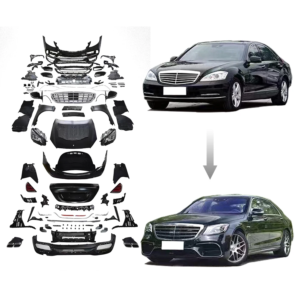 2006-2013 Year S Class W221 to W222 S63 Style Car Body Parts Car Body Kits for W221 to S63 Body Kit Front Bumper Headlights