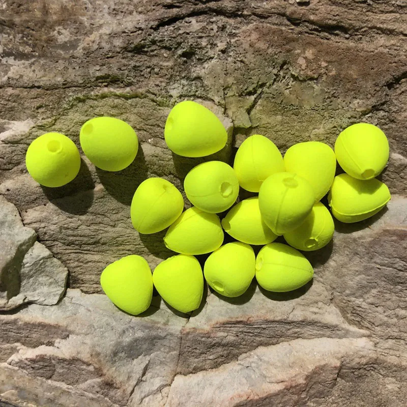100 Stück auffällige Kollisionsbohnen, schwimmende Perlen, verdickte ovale Kunststoffoberseite, rollende Perlen, mehrere Farben zum Angeln, Camping