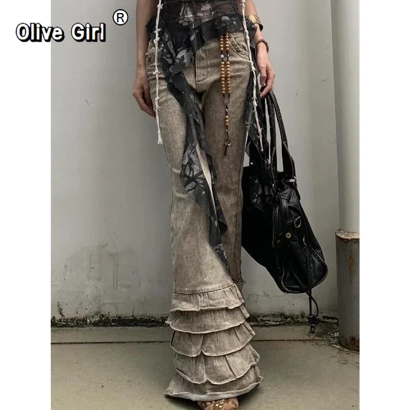 بنطلون جينز نسائي Y2K واسع الساق فضفاض غير رسمي من قماش الدنيم Harajuku حلو عالي الخصر فضفاض جينز عتيق لخريف 2026 #6